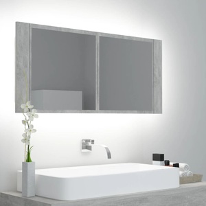 vidaXL, vidaXL LED-Bad-Spiegelschrank Betongrau 100x12x45 cm