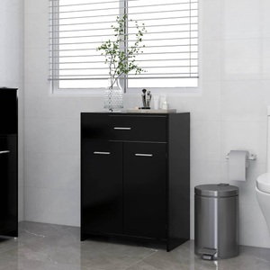 vidaXL, vidaXL Badezimmerschrank Schwarz 60x33x80 cm Spanplatte, vidaXL Badezimmerschrank Schwarz 60x33x80 cm Holzwerkstoff