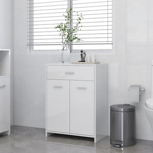vidaXL, vidaXL Badezimmerschrank Hochglanz-Weiß 60x33x80 cm Spanplatte, vidaXL Badezimmerschrank Hochglanz-Weiß 60x33x80 cm Holzwerkstoff