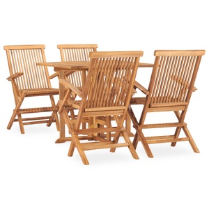 vidaXL, vidaXL 5-tlg. Garten-Essgruppe Klappbar Massivholz Teak, vidaXL 5-tlg. Garten-Essgruppe Klappbar Massivholz Teak
