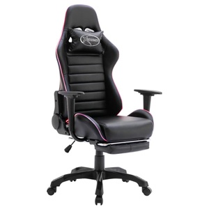 vidaXL, vidaXL Gaming-Stuhl mit Fußstütze und LED-Leuchten Kunstleder, 