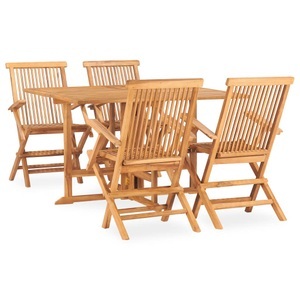 vidaXL, vidaXL 5-tlg. Garten-Essgruppe Klappbar Massivholz Teak, 