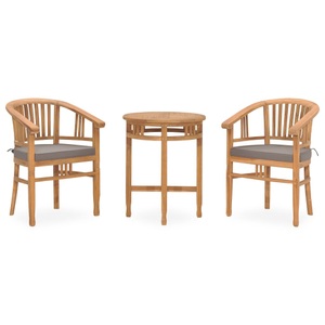 vidaXL, vidaXL 3-tlg. Garten-Essgruppe mit Auflagen Teak Massivholz, 