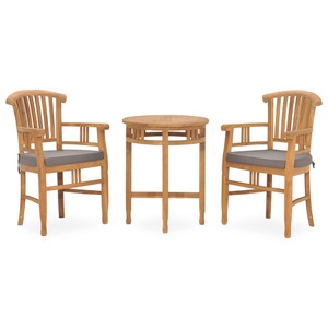 vidaXL, vidaXL 3-tlg. Garten-Essgruppe mit Auflagen Teak Massivholz, 