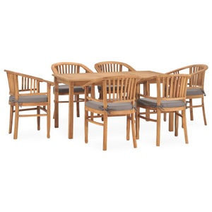 vidaXL, vidaXL 7-tlg. Garten-Essgruppe mit Kissen Massivholz Teak, vidaXL 7-tlg. Garten-Essgruppe mit Kissen Massivholz Teak