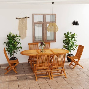 vidaXL, vidaXL 7-tlg. Garten-Essgruppe Massivholz Teak, 