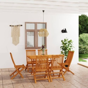 vidaXL, vidaXL 7-tlg. Garten-Essgruppe Massivholz Teak, vidaXL 7-tlg. Garten-Essgruppe Massivholz Teak