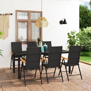 vidaXL, vidaXL 7-tlg. Garten-Essgruppe Schwarz und Braun