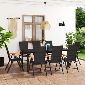 vidaXL, vidaXL 9-tlg. Garten-Essgruppe Schwarz und Braun