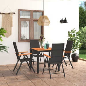 vidaXL, vidaXL 5-tlg. Garten-Essgruppe Schwarz und Braun, 