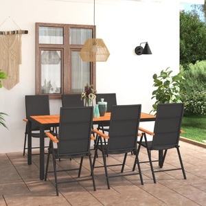 vidaXL, vidaXL 7-tlg. Garten-Essgruppe Schwarz und Braun