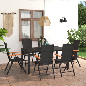 vidaXL, vidaXL 7-tlg. Garten-Essgruppe Schwarz und Braun