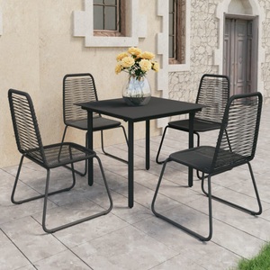 vidaXL, vidaXL 5-tlg. Garten-Essgruppe PVC Rattan Schwarz, 