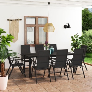 vidaXL 9-tlg. Garten-Essgruppe Schwarz