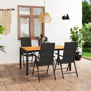 vidaXL, vidaXL 5-tlg. Garten-Essgruppe Schwarz und Braun, 