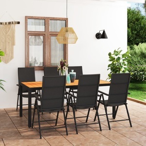 vidaXL, vidaXL 7-tlg. Garten-Essgruppe Schwarz und Braun