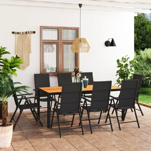 vidaXL, vidaXL 9-tlg. Garten-Essgruppe Schwarz und Braun, vidaXL 9-tlg. Garten-Essgruppe Schwarz und Braun