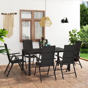 vidaXL, Garten essgruppe poly-rattan Garten essgruppe poly-rattan, vidaXL 7-tlg. Garten-Essgruppe Schwarz