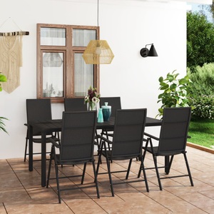 vidaXL, Garten essgruppe poly-rattan Garten essgruppe poly-rattan, vidaXL 7-tlg. Garten-Essgruppe Schwarz