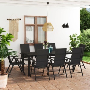 vidaXL, vidaXL 9-tlg. Garten-Essgruppe Schwarz