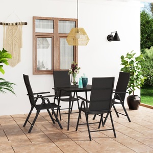 vidaXL, vidaXL 5-tlg. Garten-Essgruppe Schwarz, vidaXL 5-tlg. Garten-Essgruppe Schwarz