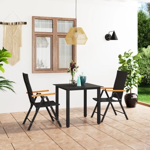 vidaXL, vidaXL 3-tlg. Garten-Essgruppe Schwarz und Braun
