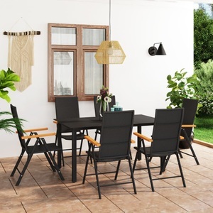vidaXL, vidaXL 7-tlg. Garten-Essgruppe Schwarz und Braun
