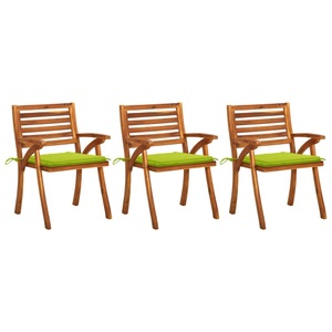 vidaXL, vidaXL Garten-Essstühle mit Kissen 3 Stk. Massivholz Akazie, vidaXL Garten-Essstühle mit Kissen 3 Stk. Massivholz Akazie