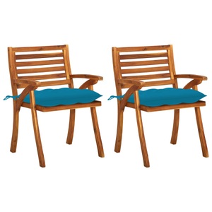 vidaXL, vidaXL Garten-Essstühle mit Kissen 2 Stk. Massivholz Akazie, 