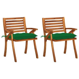 vidaXL, vidaXL Garten-Essstühle mit Kissen 2 Stk. Massivholz Akazie, vidaXL Garten-Essstühle mit Kissen 2 Stk. Massivholz Akazie