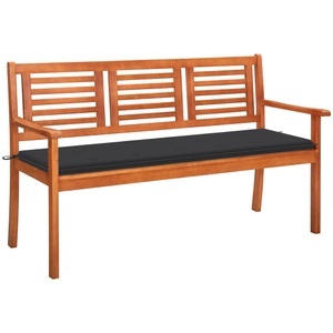 vidaXL, vidaXL 3-Sitzer-Gartenbank mit Auflage 150 cm Massivholz Eukalyptus, vidaXL 3-Sitzer-Gartenbank mit Auflage 150 cm Massivholz Eukalyptus