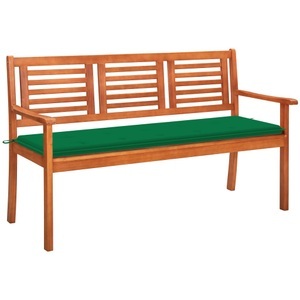 vidaXL, vidaXL 3-Sitzer-Gartenbank mit Auflage 150 cm Massivholz Eukalyptus, vidaXL 3-Sitzer-Gartenbank mit Auflage 150 cm Massivholz Eukalyptus