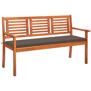 vidaXL, vidaXL 3-Sitzer-Gartenbank mit Auflage 150 cm Massivholz Eukalyptus