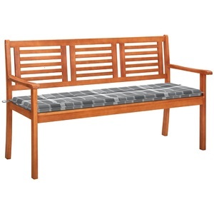 vidaXL, vidaXL 3-Sitzer-Gartenbank mit Auflage 150 cm Massivholz Eukalyptus