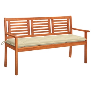 vidaXL, vidaXL 3-Sitzer-Gartenbank mit Auflage 150 cm Massivholz Eukalyptus, vidaXL 3-Sitzer-Gartenbank mit Auflage 150 cm Massivholz Eukalyptus