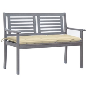vidaXL, Gartenbank holz Gartenbank holz, vidaXL 2-Sitzer-Gartenbank mit Auflage 120 cm Grau Eukalyptusholz
