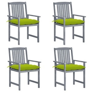 vidaXL, vidaXL Regiestühle mit Kissen 4 Stk. Grau Massivholz Akazie, vidaXL Gartenstühle mit Kissen 4 Stk. Grau Massivholz Akazie