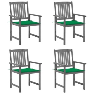vidaXL, vidaXL Regiestühle mit Kissen 4 Stk. Grau Massivholz Akazie, vidaXL Gartenstühle mit Kissen 4 Stk. Grau Massivholz Akazie