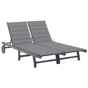 vidaXL, vidaXL 2-Personen-Sonnenliege mit Auflage Grau Akazie Massivholz, vidaXL 2-Personen-Sonnenliege mit Auflage Grau Akazie Massivholz