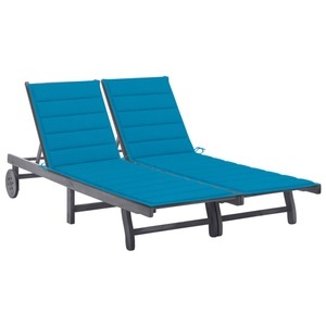 vidaXL, vidaXL 2-Personen-Sonnenliege mit Auflage Grau Akazie Massivholz, vidaXL 2-Personen-Sonnenliege mit Auflage Grau Akazie Massivholz