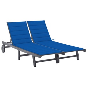 vidaXL, vidaXL 2-Personen-Sonnenliege mit Auflage Grau Akazie Massivholz, 