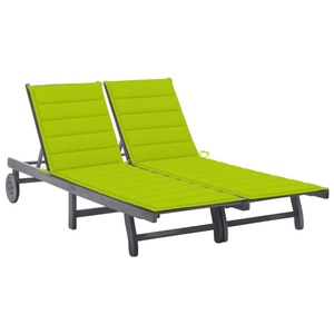 vidaXL, vidaXL 2-Personen-Sonnenliege mit Auflage Grau Akazie Massivholz, vidaXL 2-Personen-Sonnenliege mit Auflage Grau Akazie Massivholz