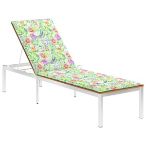 vidaXL, vidaXL Sonnenliege mit Auflage Teak Massivholz und Edelstahl, 