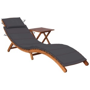 vidaXL, vidaXL Sonnenliege mit Tisch und Auflage Massivholz Akazie