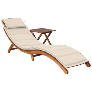 vidaXL, vidaXL Sonnenliege mit Tisch und Auflage Massivholz Akazie, vidaXL Sonnenliege mit Tisch und Auflage Massivholz Akazie