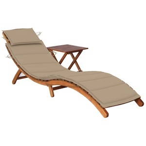 vidaXL, vidaXL Sonnenliege mit Tisch und Auflage Massivholz Akazie