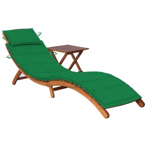vidaXL, vidaXL Sonnenliege mit Tisch und Auflage Massivholz Akazie