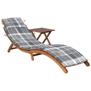 vidaXL, vidaXL Sonnenliege mit Tisch und Auflage Massivholz Akazie