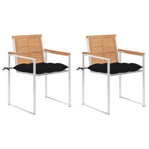 vidaXL, vidaXL Gartenstühle mit Kissen 2 Stk. Massivholz Teak und Stahl, 