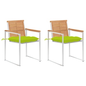 vidaXL, vidaXL Gartenstühle mit Kissen 2 Stk. Massivholz Teak und Stahl, 